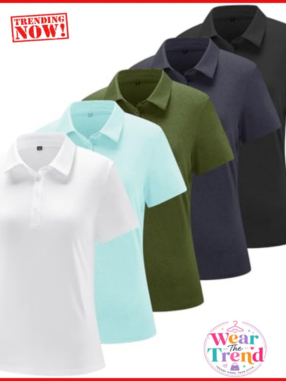 Women's Polo Golf Shirt Short Sleeve Collared Button Neck Athletic